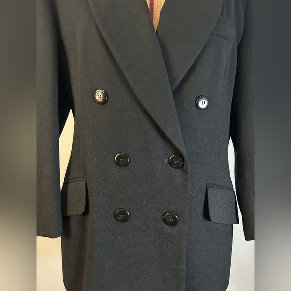 Vintage JH Collectibles Petites Double-Breasted Wool Blazer Black Size 4P - Picture 2 of 13